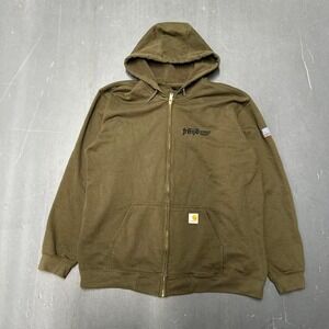 Vintage Carhartt olive green earth tone zip up hoodie